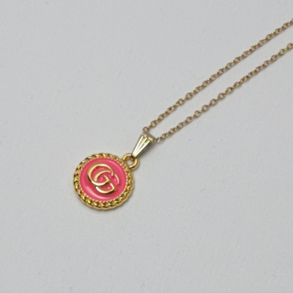 Gucci Gold & Pink Pendant  Necklace